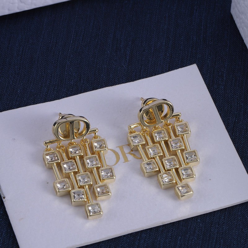 18K Dior Crystal Earrings