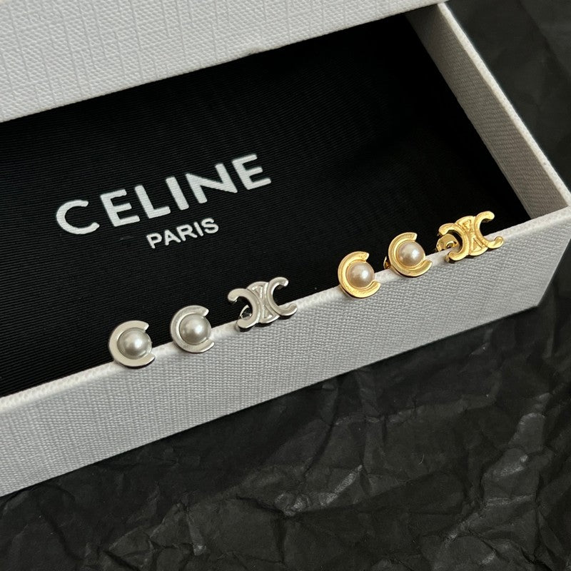 18K Celine Pearl Gold Earrings